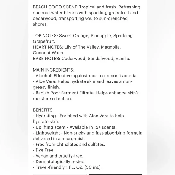 NWT TOUCHLAND BEACH COCO HYDRATING HAND SANITIZER - Picture 2 of 4